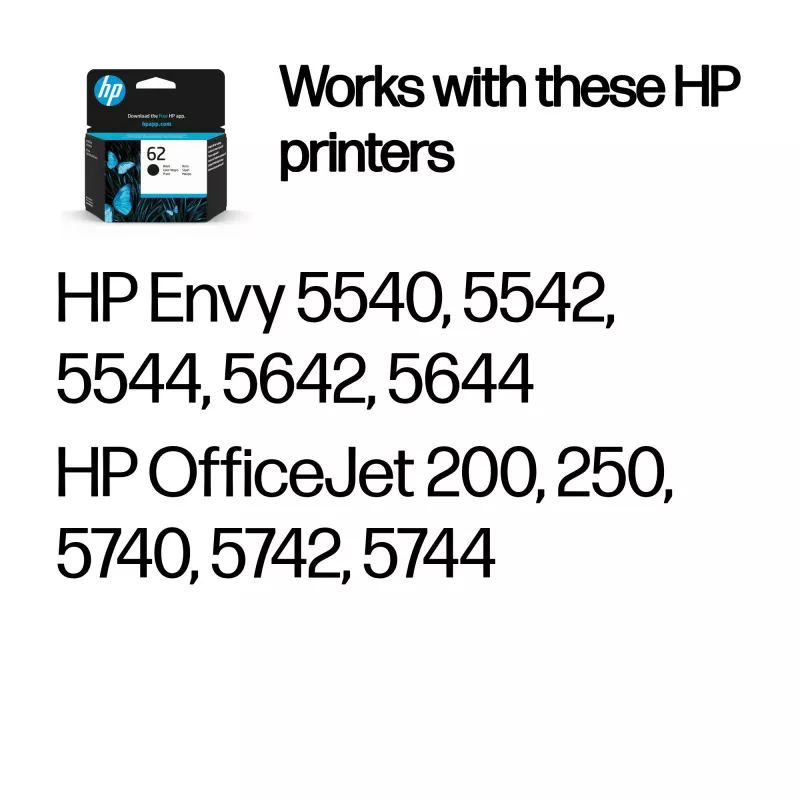 HP 62 Μαύρο γνήσιο μελανοδοχείο