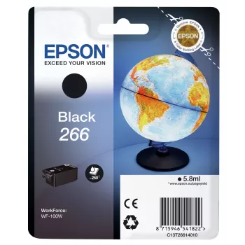 Epson Globe Singlepack μαύρο 266 μελανοδοχείο, μαύρο, μελάνι με βάση χρωστική, 5,8 ml, 1 τεμ., 250 σελίδες