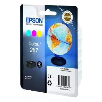 Epson Globe ατομική συσκευασία χρώμα 267 μελανοδοχείο, cyan, magenta, κίτρινο, μελάνι με βάση χρωστική, 6,7 ml, 1 τεμ., 200 σελίδες