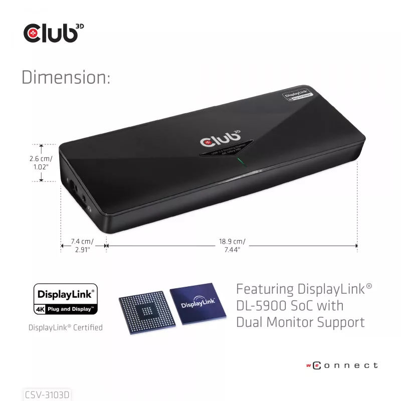 CLUB3D CSV-3103D The Club 3D Universal USB 3.1 Gen 1 UHD 4K σταθμός βάσης DisplayLink™