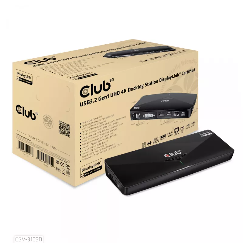 CLUB3D CSV-3103D The Club 3D Universal USB 3.1 Gen 1 UHD 4K σταθμός βάσης DisplayLink™