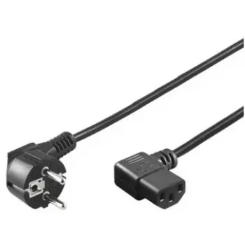 Goobay 50080 καλώδιο τροφοδοσίας CEE 7/7 (τύπου F) σε IEC C13, με γωνιακούς ακροδέκτες και στα δύο άκρα, 0,75 mm², 2 m, μαύρο