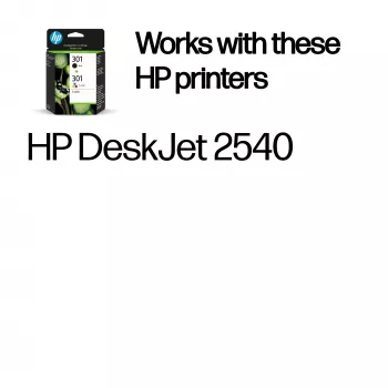HP 301 Συσκευασία 2 τεμ. Μαύρο/Τρίχρωμο Γνήσια μελανοδοχεία, Μαύρο, Cyan, Magenta, Κίτρινο, χρωστική μελάνη, 2 τεμ., 170 σελίδες