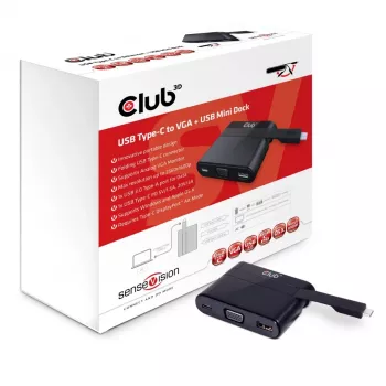 CLUB3D USB Type C σε VGA + USB 3.0 + USB Type C φόρτιση Mini Dock