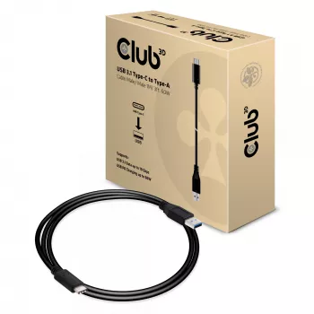 Club 3D CAC-1523 καλώδιο USB-C σε USB-A, USB 3.1 Gen 2, 10 Gbps, PD 60 W, αρσενικό/αρσενικό, 1 m, μαύρο