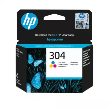 HP 304 τρίχρωμο γνήσιο δοχείο μελανιού, κυανό, ματζέντα, κίτρινο, 1 τεμ., 100 σελίδες