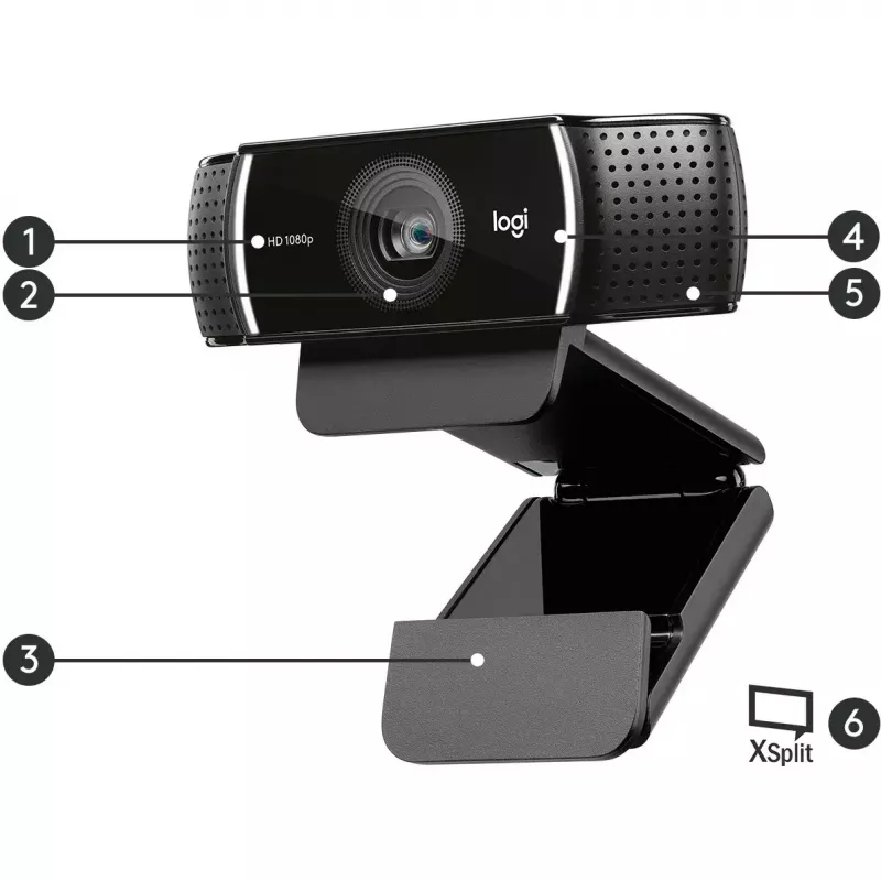Logitech C922 1920 x 1080 pixels USB Μαύρη Webcam