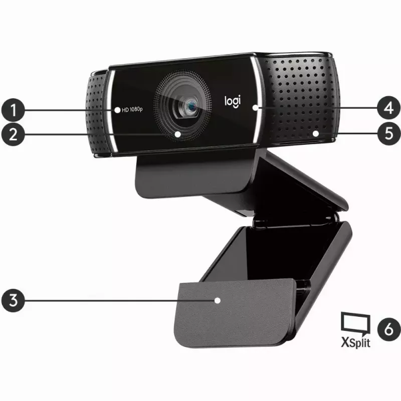 Logitech C922 1920 x 1080 pixels USB Μαύρη Webcam
