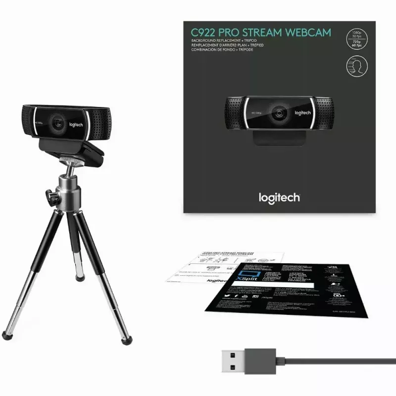 Logitech C922 1920 x 1080 pixels USB Μαύρη Webcam