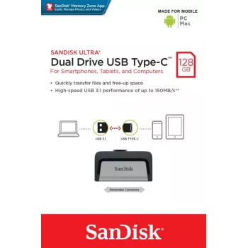 USB Stick SanDisk 128 GB USB Type-A USB Type-C Ultra Dual Drive