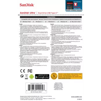 USB Flash Drive SanDisk 64GB USB Type-A USB Type-C Ultra Dual Drive