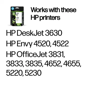 HP 302 Συσκευασία 2 τεμ. Μαύρο/Tricolor Γνήσια Μελάνια