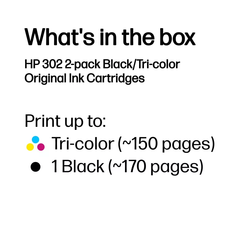 HP 302 Συσκευασία 2 τεμ. Μαύρο/Tricolor Γνήσια Μελάνια