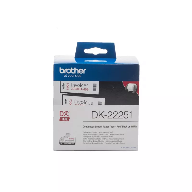 Brother DK-22251 Ταινία ετικετών, μαύρο και κόκκινο σε λευκό