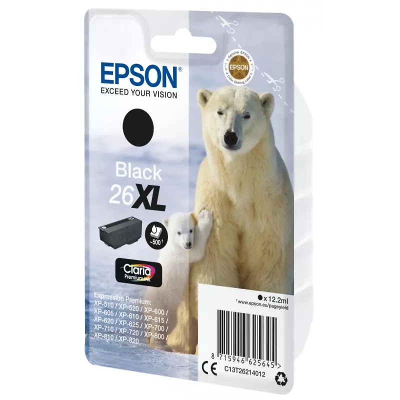 Epson 26XL Μελανοταινία Μαύρο 500 σελίδων μελάνι C13T26214012