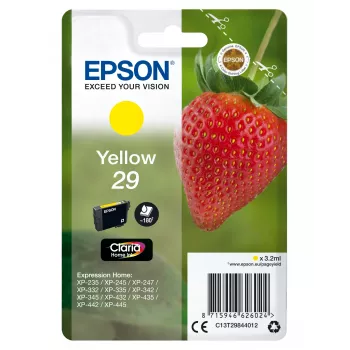 Epson Strawberry Ατομική συσκευασία Κίτρινο 29 Claria Home Ink, τυπικής απόδοσης, κίτρινο, μελάνι με βάση χρωστική, 3.2 ml, 1 τεμ., 180 σελίδες