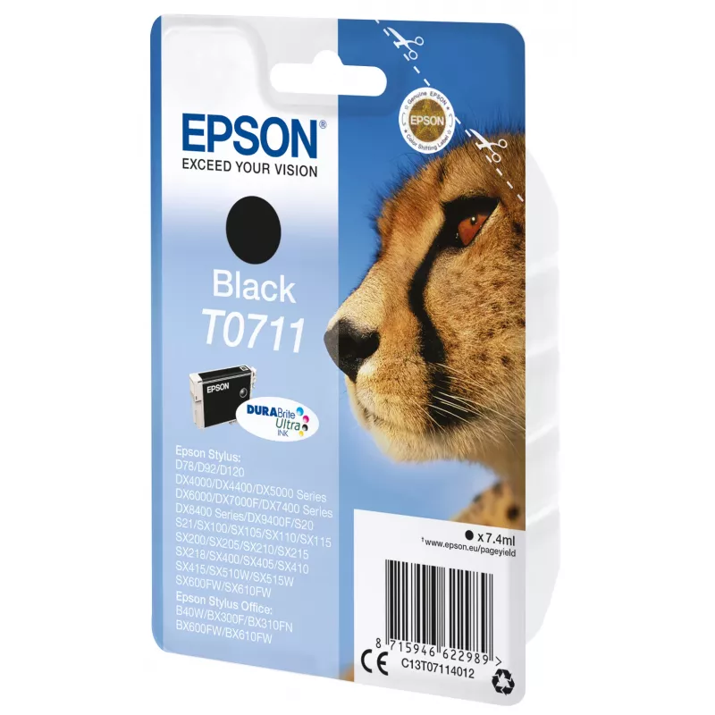 Epson Cheetah μεμονωμένη συσκευασία μαύρο T0711 DURABrite Ultra μελάνι