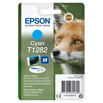 Epson Fox μεμονωμένη συσκευασία κυανό T1282 DURABrite Ultra μελάνι, κυανό, 3,5 ml, 1 τεμ., 260 σελίδες
