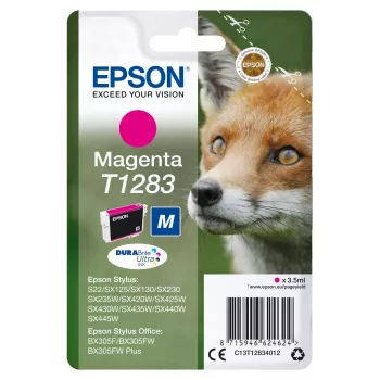 Epson Fox μεμονωμένη συσκευασία ματζέντα T1283 DURABrite Ultra μελάνι, ματζέντα, μελάνι με βάση χρωστική, 3.5 ml, 1 τεμ., 160 σελίδες