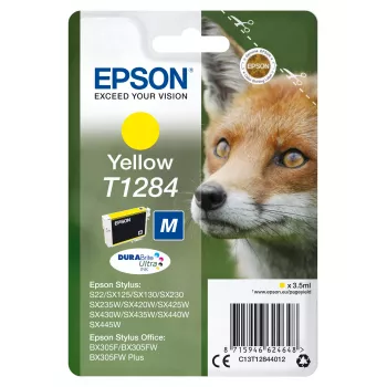 Epson Fox μεμονωμένη συσκευασία κίτρινο T1284 DURABrite Ultra μελάνι, κίτρινο, μελάνι με χρωστική, 3,5 ml, 1 τεμ., 260 σελίδες
