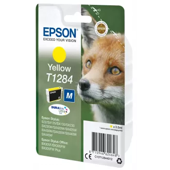 Epson Fox μεμονωμένη συσκευασία κίτρινο T1284 DURABrite Ultra μελάνι, κίτρινο, μελάνι με χρωστική, 3,5 ml, 1 τεμ., 260 σελίδες