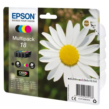 Μελανοδοχείο Epson 18 πολυσυσκευασία C13T18064012 μαύρο, κυανό, ματζέντα, κίτρινο