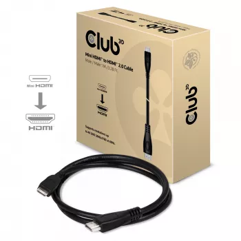 Club 3D CAC-1350 καλώδιο Mini HDMI σε HDMI 2.0, 4K60Hz, αρσενικό/αρσενικό, 1 m, μαύρο