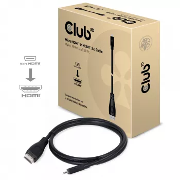Club 3D CAC-1351 καλώδιο Micro HDMI σε HDMI 2.0, 4K60Hz, αρσενικό/αρσενικό, 1 m, μαύρο