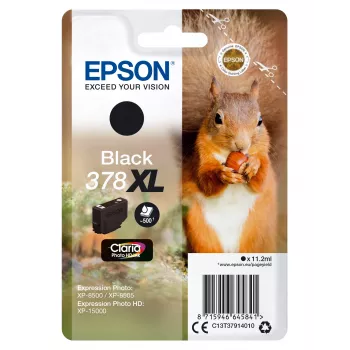 Epson Squirrel Singlepack μαύρο 378XL Claria Photo HD μελάνι, υψηλή (XL) απόδοση, μαύρο, pigment μελάνι, 11,2 ml, 1 τεμ., 500 σελίδες