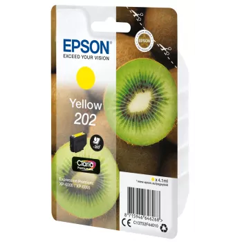 Epson Kiwi Singlepack κίτρινο 202 Claria Premium Ink, standard απόδοση, κίτρινο, pigment μελάνι, 4,1 ml, 1 τεμ., 300 σελίδες