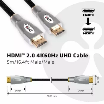 CLUB3D HDMI 2.0 4K60Hz Καλώδιο UHD 5m/16.4ft