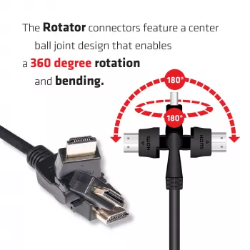 Club 3D CAC-1360 καλώδιο HDMI 2.0 με Ethernet, περιστρεφόμενο 360°, 4K60Hz UHD, M/M, 2 m, μαύρο