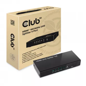 CLUB3D HDMI™ 4K@60Hz UHD Διαχωριστής AC Power 4 Θύρες