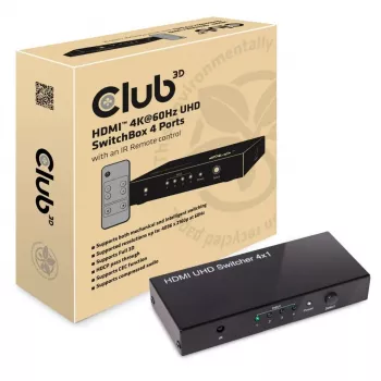 CLUB3D HDMI™ 2.0 UHD 4K60Hz SwitchBox 4 Θύρες με τηλεχειριστήριο IR