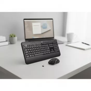 Ασύρματο σετ πληκτρολογίου και ποντικιού Logitech MK540 Advanced – Πληκτρολόγιο πλήρους μεγέθους QWERTZ, δέκτης USB, διάταξη US, εργονομικό ποντίκι, μαύρο/λευκό