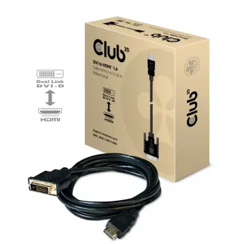 Club 3D CAC-1210 καλώδιο DVI-D σε HDMI 1.4, Dual Link, αμφίδρομο, 4K, M/M, 2 m, μαύρο