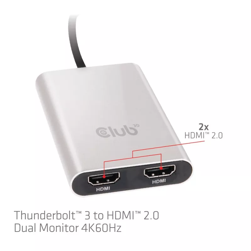 Προσαρμογέας CLUB3D Thunderbolt 3 σε διπλό HDMI 2.0