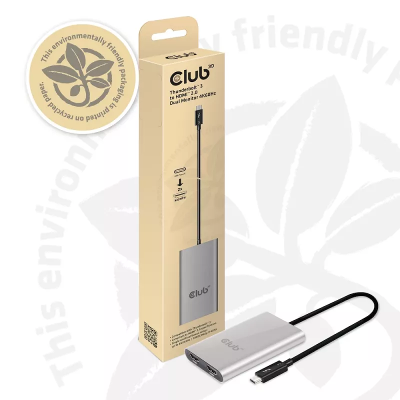 Προσαρμογέας CLUB3D Thunderbolt 3 σε διπλό HDMI 2.0