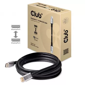 Club 3D CAC-1069 καλώδιο DisplayPort 1.4 HBR3 8K 60 Hz, 32,4 Gbps, DSC, HDR, πιστοποίηση VESA, M/M, 4 m, μαύρο