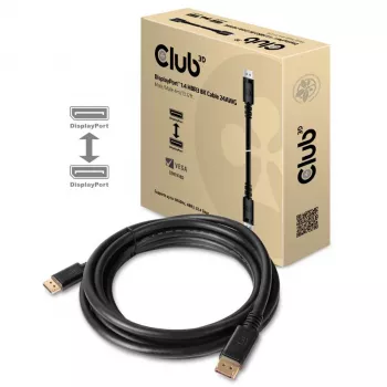 Club 3D CAC-1069B καλώδιο DisplayPort 1.4 HBR3 8K 60 Hz, 32,4 Gbps, DSC 1.2, πιστοποίηση VESA, M/M, 4 m, μαύρο