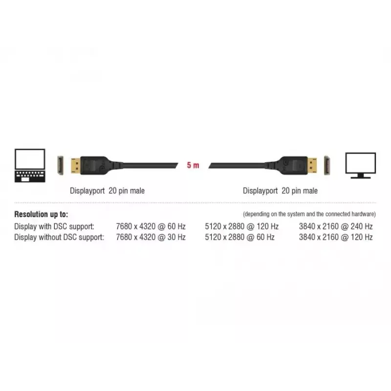 Καλώδιο DisplayPort DeLOCK 85663 5 m Μαύρο