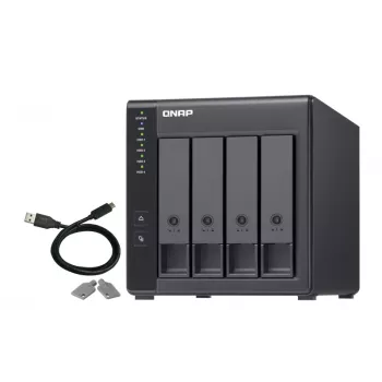 4-Bay QNAP TR-004 - 2.5/3.5 ίντσες - Serial ATA II - 0,1,5,10,JBOD - 3.2 Gen 1 (3.1 Gen 1) - USB Type-C Θήκη