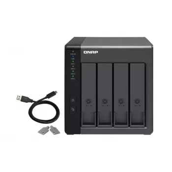 4-Bay QNAP TR-004 - 2.5/3.5 ίντσες - Serial ATA II - 0,1,5,10,JBOD - 3.2 Gen 1 (3.1 Gen 1) - USB Type-C Θήκη