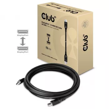 Club 3D CAC-1061 καλώδιο DisplayPort 1.4 HBR3 8K 60 Hz, 32,4 Gbps, DSC 1.2, πιστοποίηση VESA, με ασφάλιση, M/M, 5 m, μαύρο