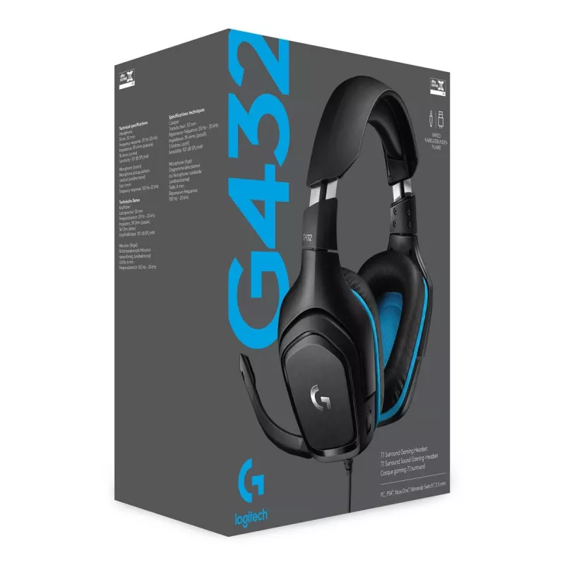 LOGITECH G432 - USB / 3.5mm - Game-Headset - 7.1 Surround - Μπλε