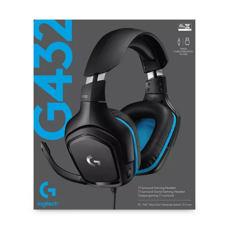LOGITECH G432 - USB / 3.5mm - Game-Headset - 7.1 Surround - Μπλε