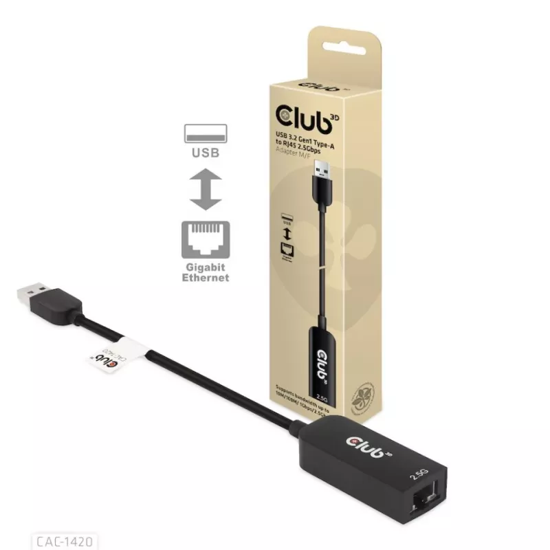 CLUB3D USB 3.2 Gen1 Type-A σε RJ45 2.5Gbps Αντάπτορας