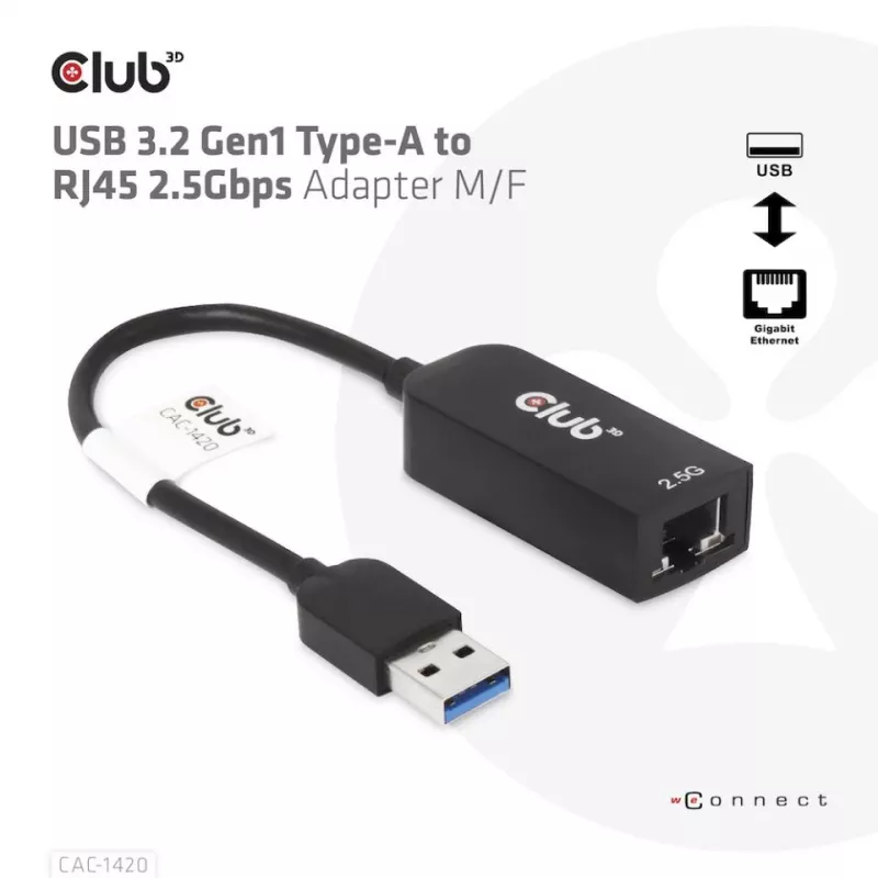 CLUB3D USB 3.2 Gen1 Type-A σε RJ45 2.5Gbps Αντάπτορας