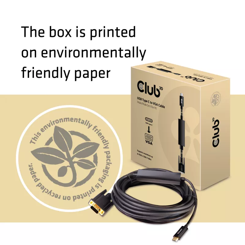 USB Type C σε VGA Ενεργό Καλώδιο M/M CLUB3D CAC-1512 5m