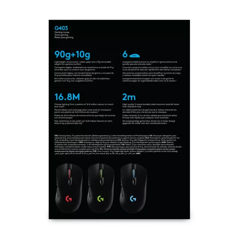 Ποντίκι gaming LOGITECH G403 Hero USB Μαύρο EWR2